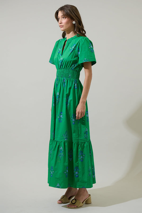 Sugarlips Halina Floral Belraj Poplin Maxi Dress