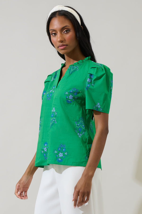 Sugarlips Halina Floral Gettie Ruffle Top