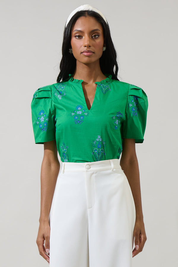 sugarlips Halina Floral Gettie Ruffle Top