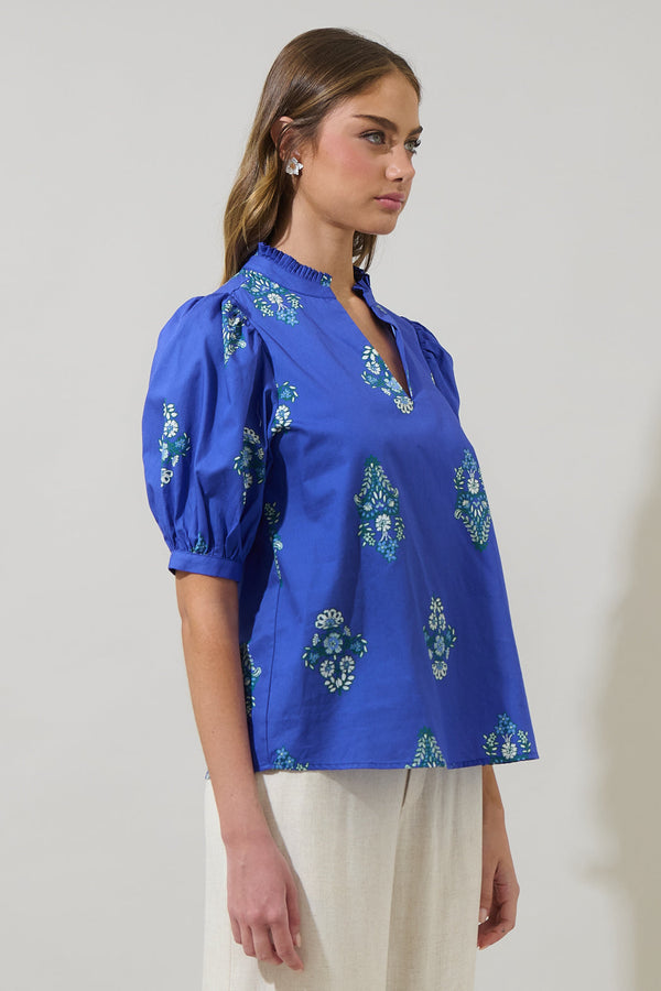 Sugarlips Haline Floral Terri Puff Sleeve Top