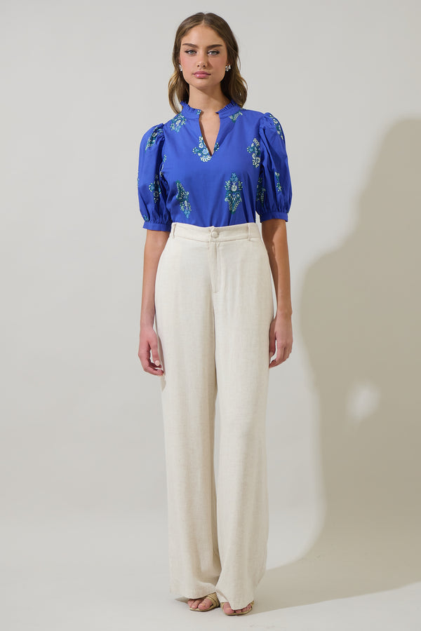 Sugarlips Haline Floral Terri Puff Sleeve Top