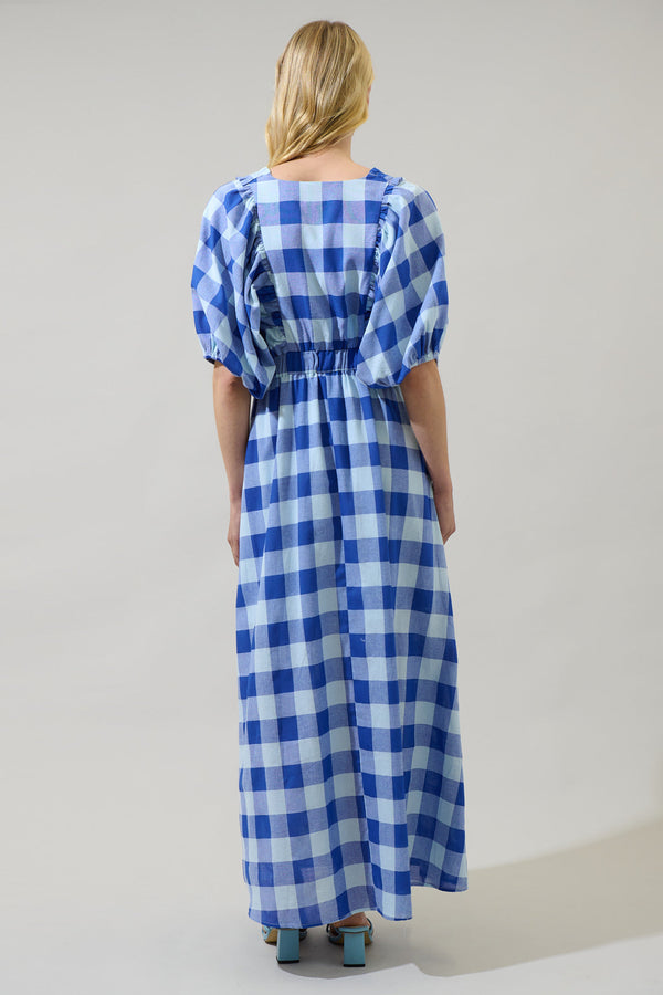 Sugarlips Hant Plaid V-Neck Midi Dress