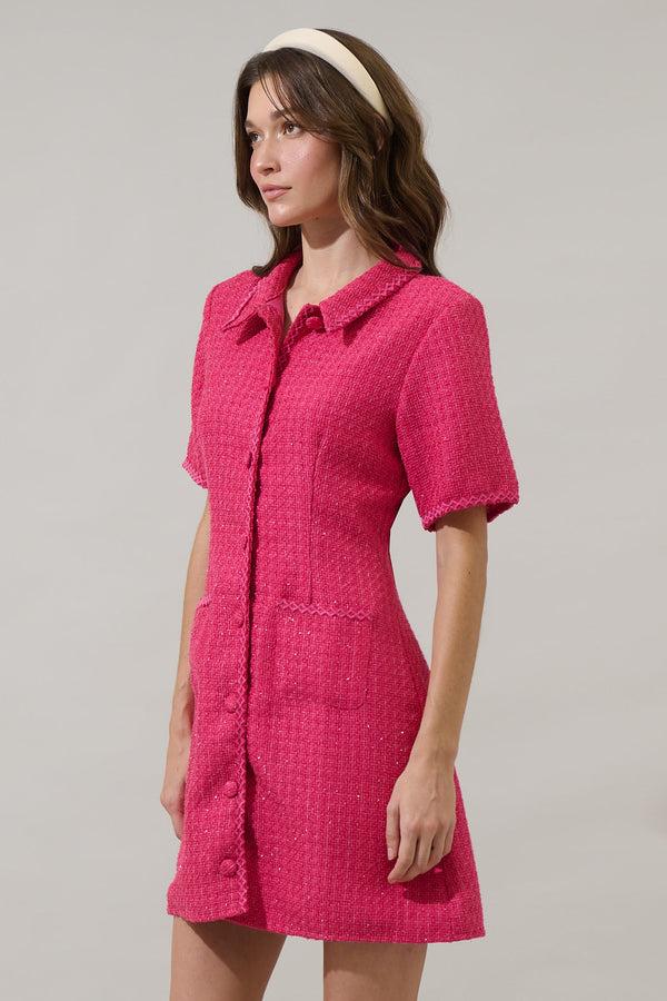 Sugarlips Harlan Tweed Nissa Collared Mini Dress
