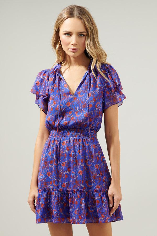 sugarlips Harlann Floral Bumble Ruffle Mini Dress
