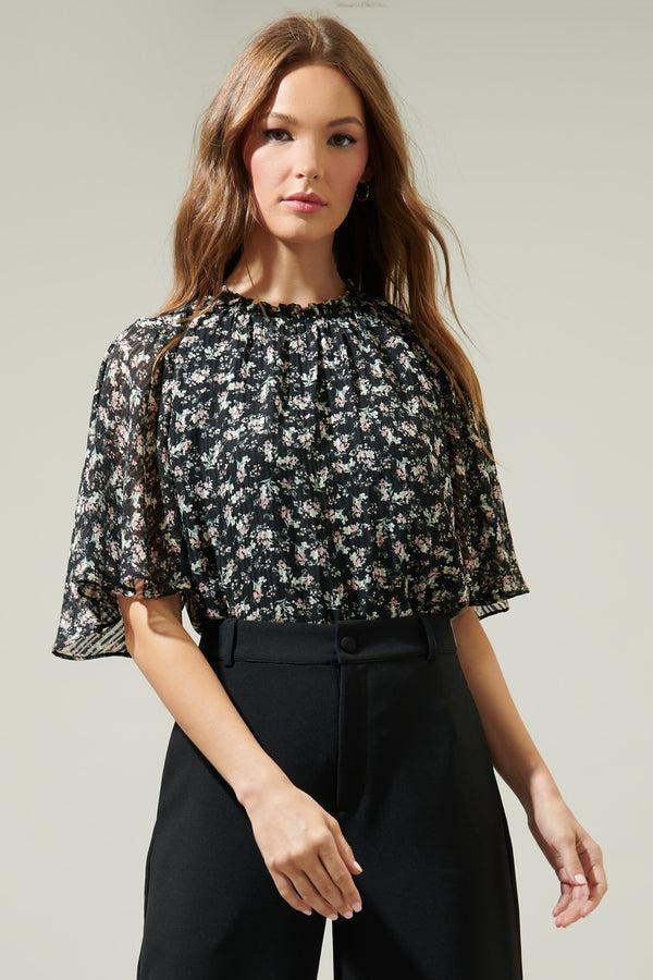 sugarlips Harlene Floral Smocked Blouse