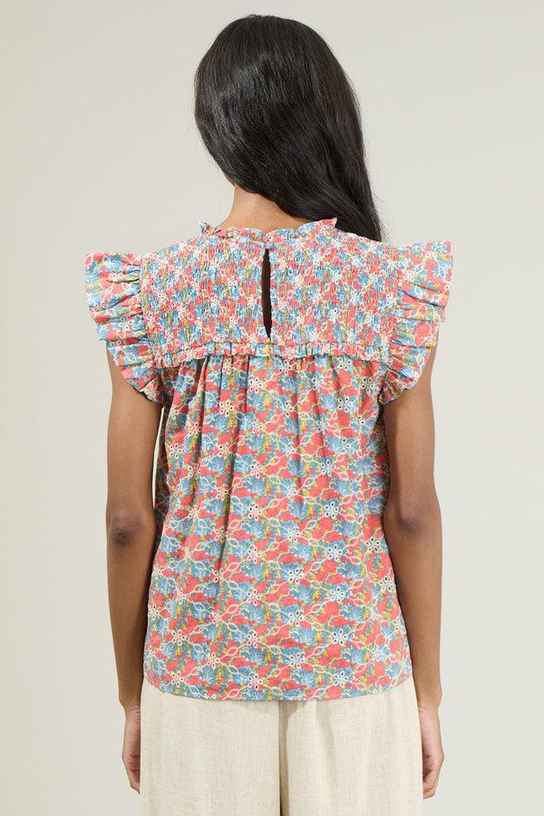 Sugarlips Harlow Floral Smocked Ruffle Top