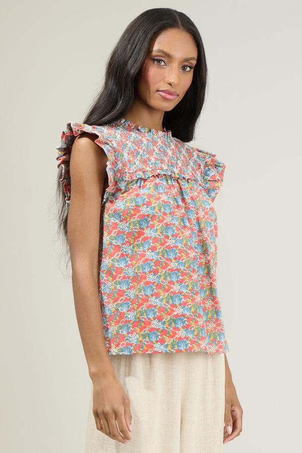 Sugarlips Harlow Floral Smocked Ruffle Top