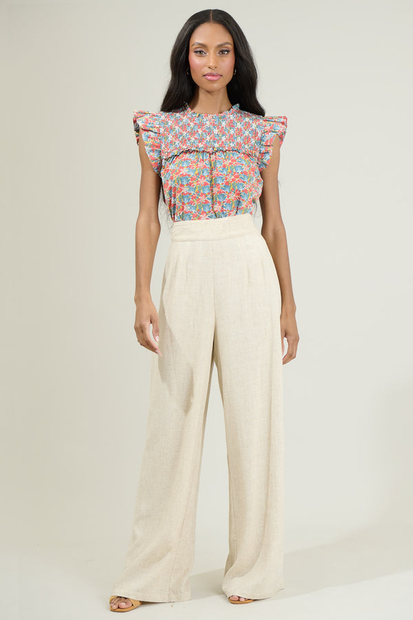 Sugarlips Harlow Floral Smocked Ruffle Top
