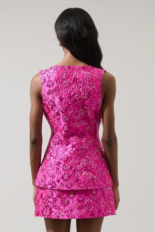 Sugarlips Harrington Jacquard Maize Sleeveless Top