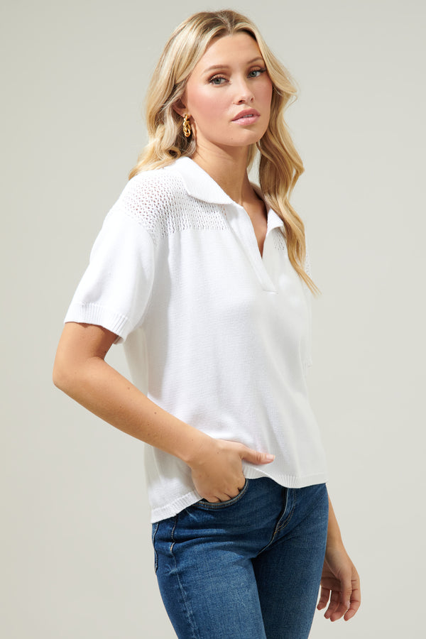 Sugarlips Harrison Short Sleeve Polo Sweater Top