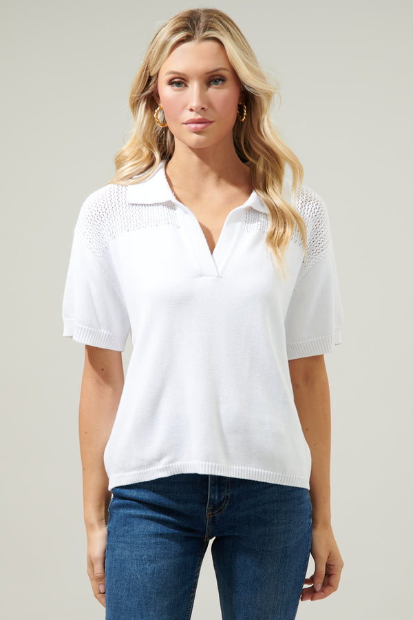 sugarlips Harrison Short Sleeve Polo Sweater Top