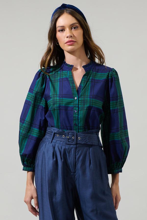 sugarlips Harrisville Plaid Ima Button Up Top