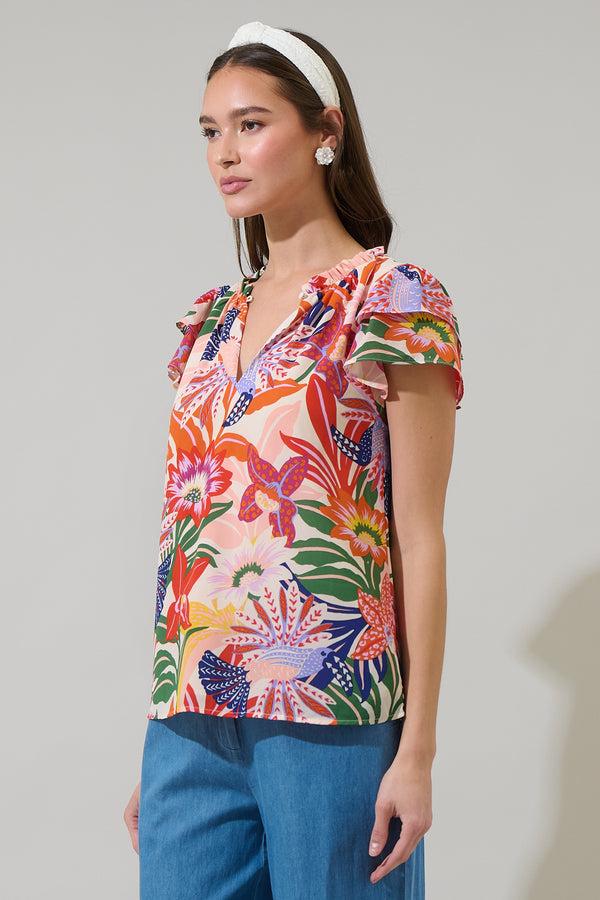 Sugarlips Hatley Floral Hessa Ruffle Blouse