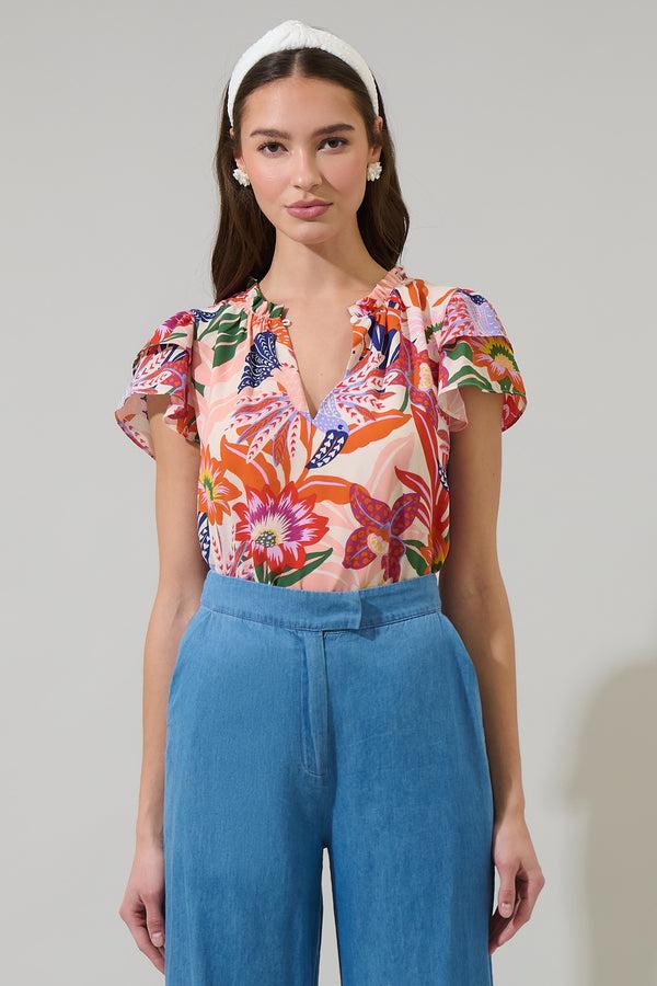 sugarlips Hatley Floral Hessa Ruffle Blouse