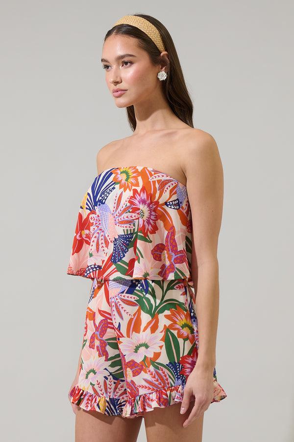 Sugarlips Hatley Floral Milton Strapless Romper