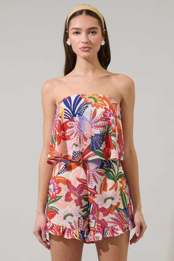 sugarlips Hatley Floral Milton Strapless Romper