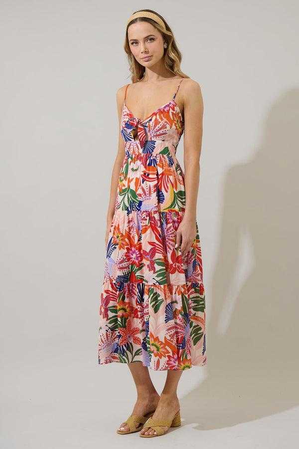 Sugarlips Hatley Floral Tie Knot Midi Dress