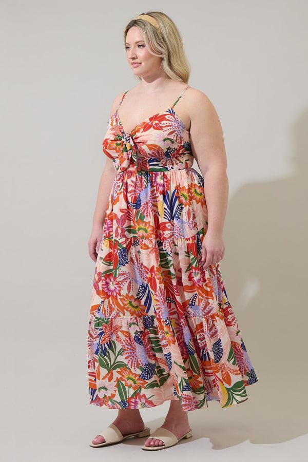 Sugarlips Hatley Floral Tie Knot Midi Dress Curve