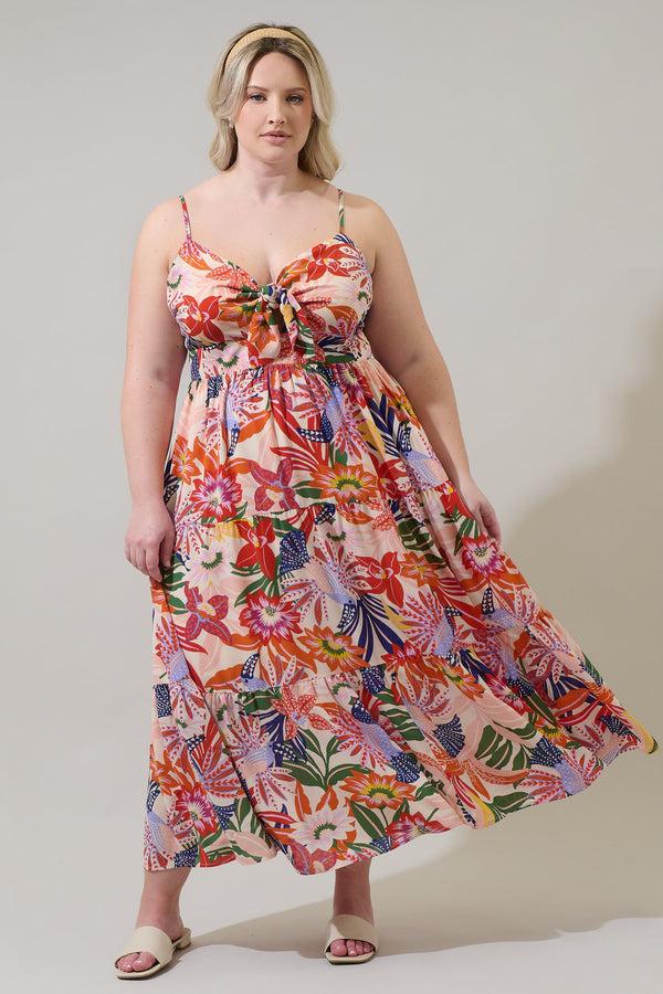 sugarlips Hatley Floral Tie Knot Midi Dress Curve