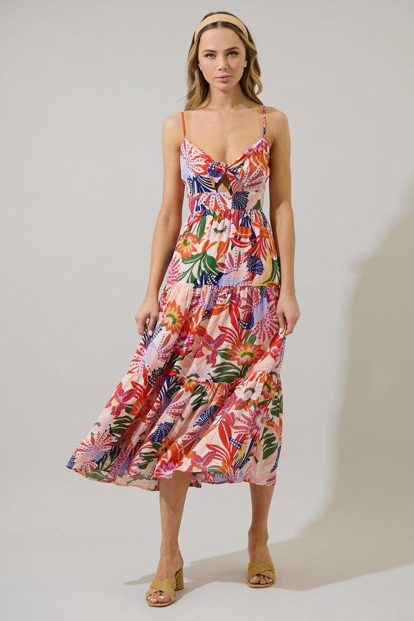 sugarlips Hatley Floral Tie Knot Midi Dress