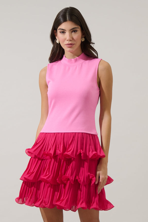 sugarlips Haydri Color Block Pleated Mini Dress