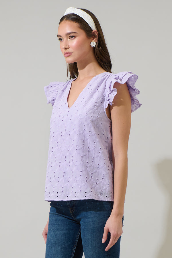 Sugarlips Hayley Eyelet Seni Ruffle Top