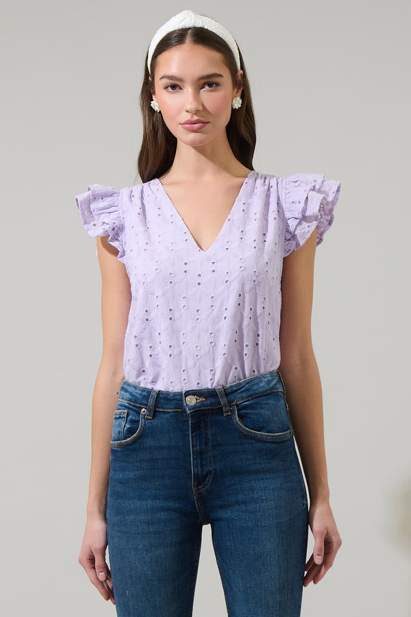sugarlips Hayley Eyelet Seni Ruffle Top