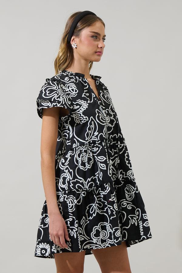 Sugarlips Haylie Floral Empire Tiered Mini Dress
