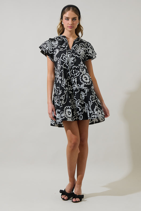 Sugarlips Haylie Floral Empire Tiered Mini Dress