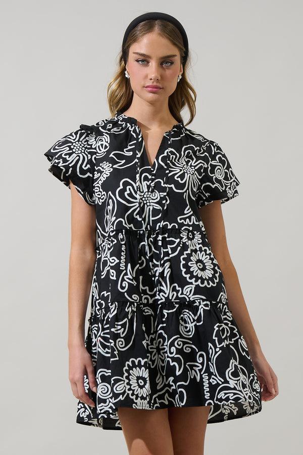 sugarlips Haylie Floral Empire Tiered Mini Dress