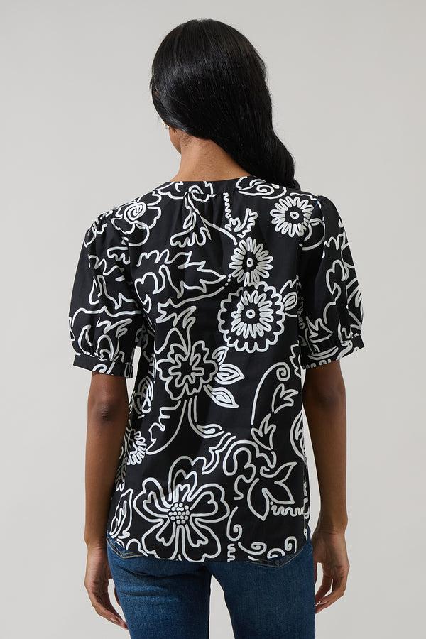 Sugarlips Haylie Floral Neli Split Neck Top