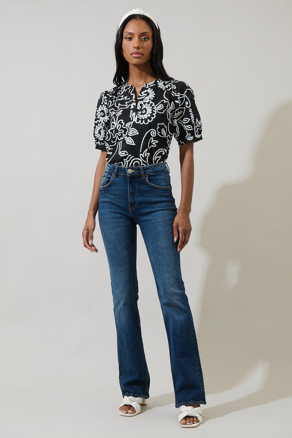 Sugarlips Haylie Floral Neli Split Neck Top