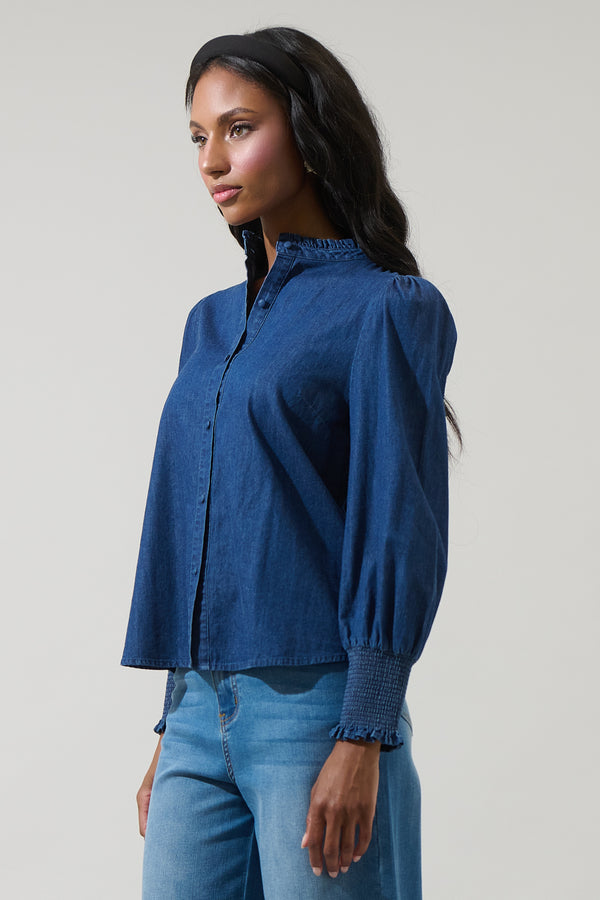Sugarlips Haysville Denim Button Down Top