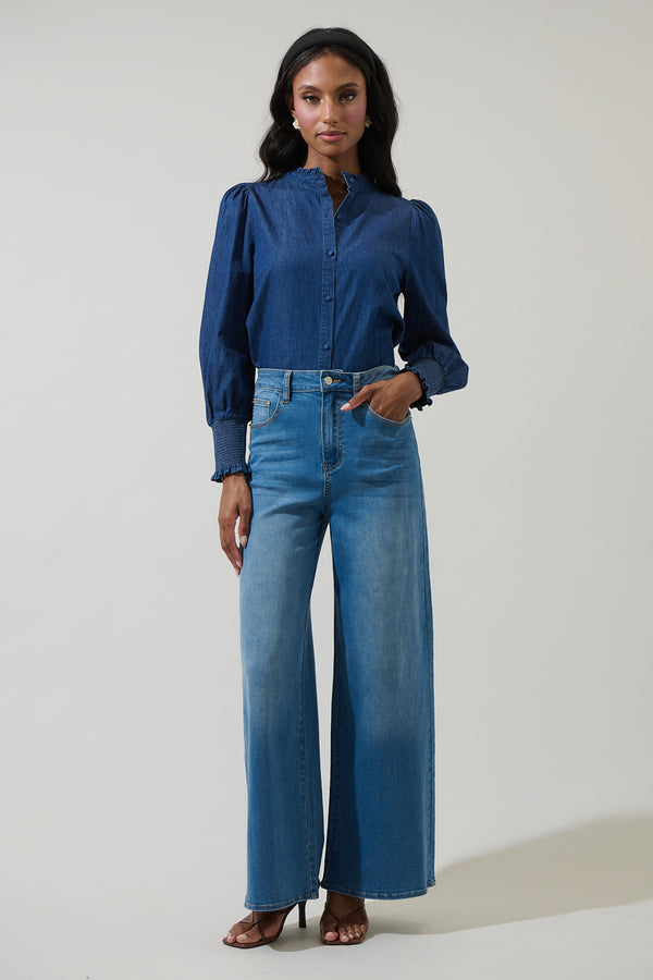 Sugarlips Haysville Denim Button Down Top