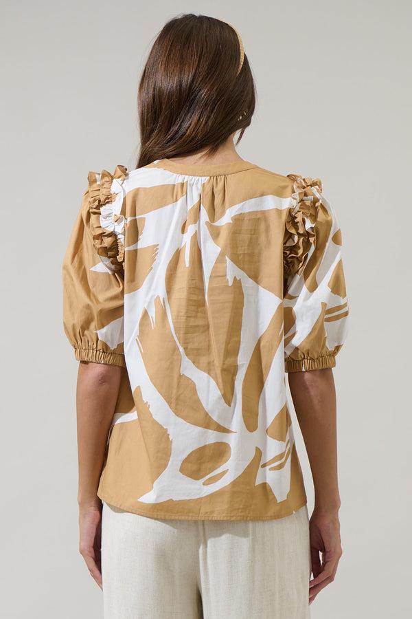 Sugarlips Hazel Abstract Noche Tie Neck Blouse