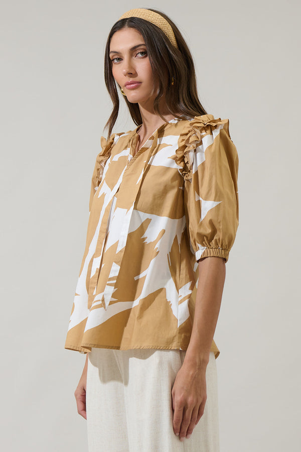 Sugarlips Hazel Abstract Noche Tie Neck Blouse