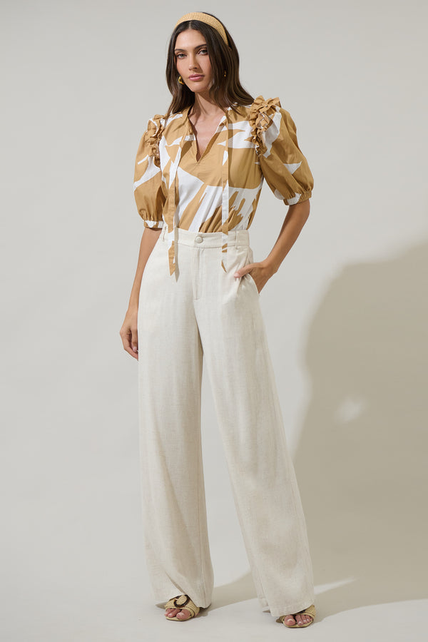 Sugarlips Hazel Abstract Noche Tie Neck Blouse