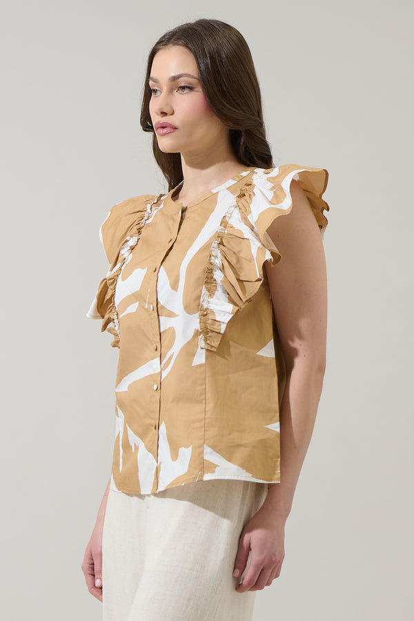 Sugarlips Hazel Abstract Vance Button Front Blouse