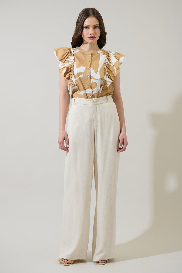 Sugarlips Hazel Abstract Vance Button Front Blouse