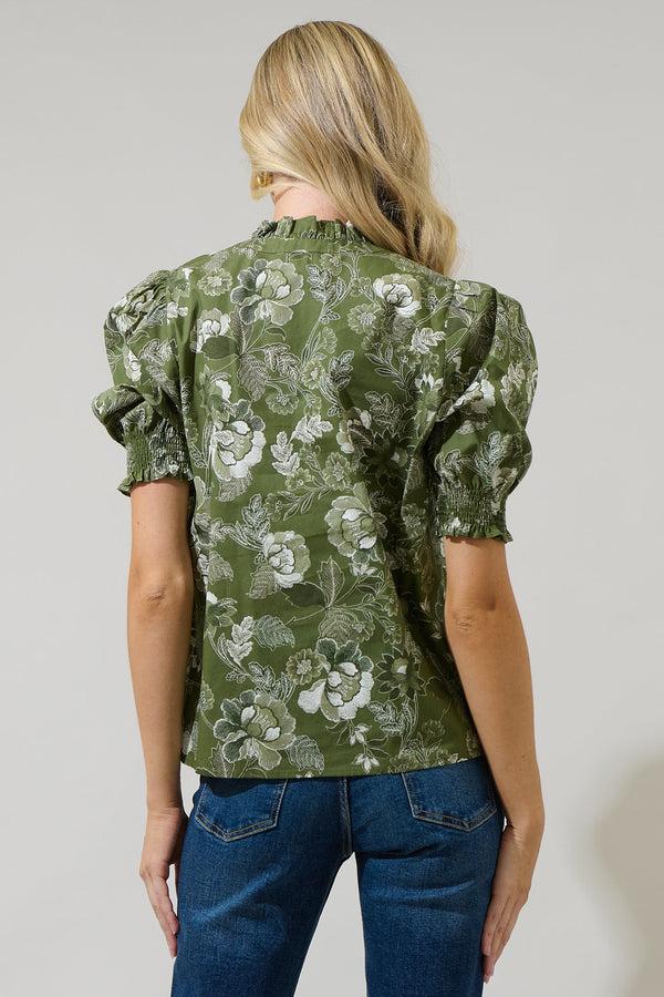 Sugarlips Hazleton Floral Reign Split Neck Top