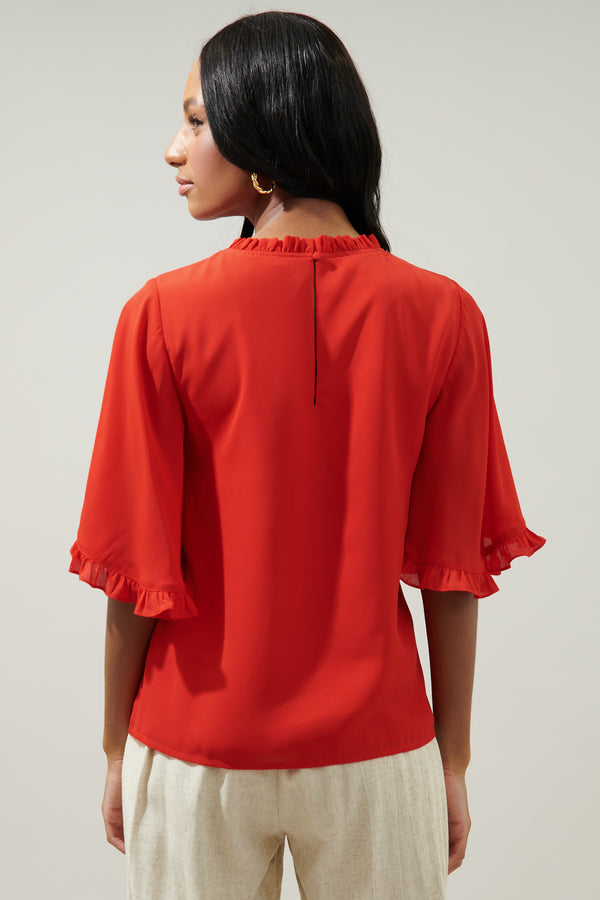 Sugarlips Heartbreaker Bell Sleeve Ruffle Blouse