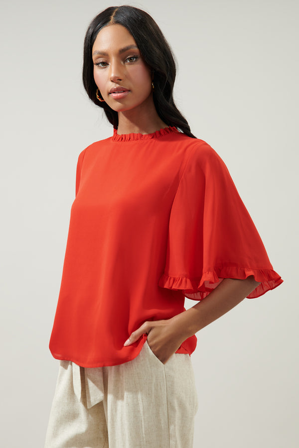 Sugarlips Heartbreaker Bell Sleeve Ruffle Blouse