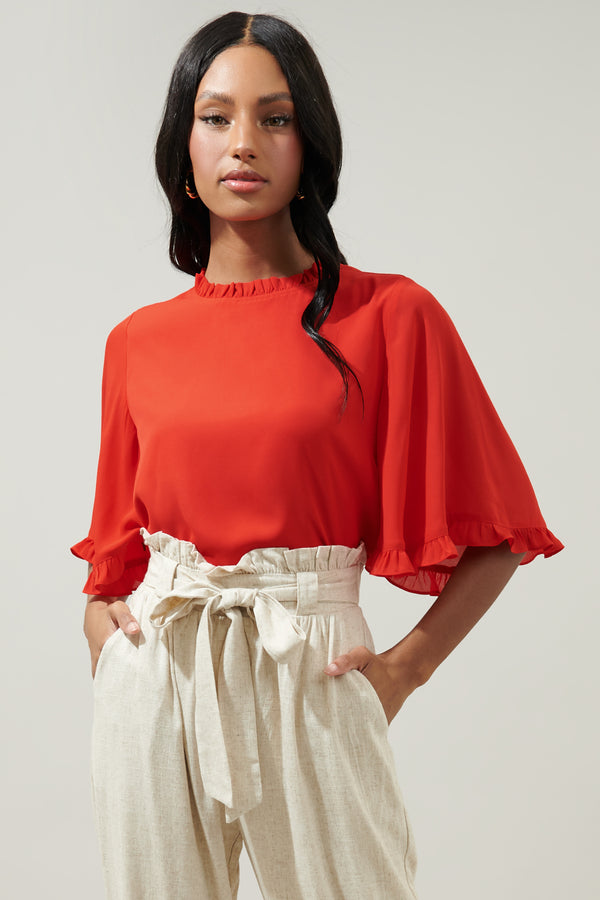 sugarlips Heartbreaker Bell Sleeve Ruffle Blouse