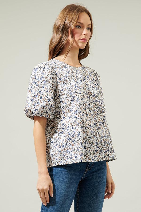Sugarlips Heath Floral Balloon Sleeve Blouse