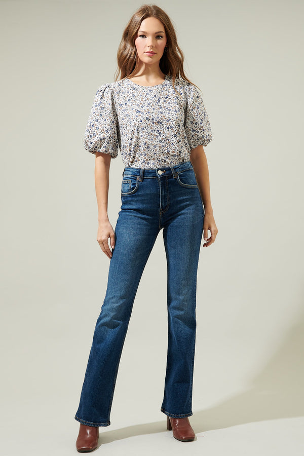 Sugarlips Heath Floral Balloon Sleeve Blouse