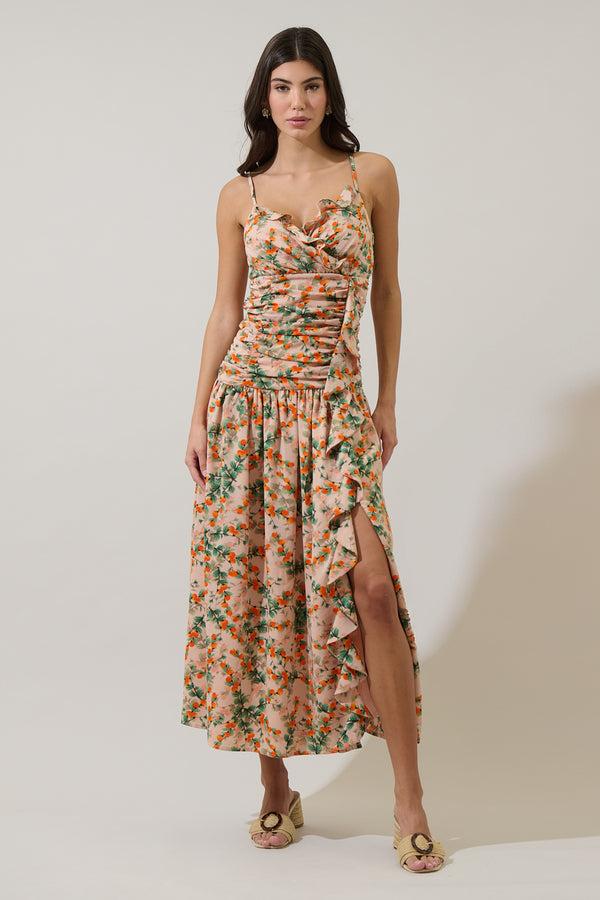 sugarlips Heida Floral Bristol Ruched Maxi Dress