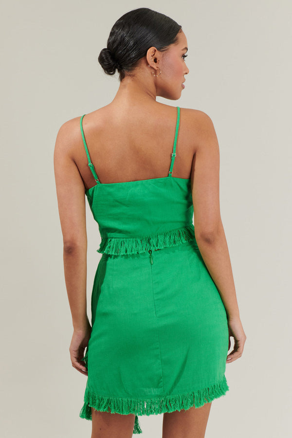 Sugarlips Helena Leah Tassel Trim Crop Tank