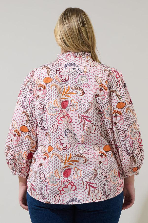 Sugarlips Hendry Floral Ima Button Up Top Curve