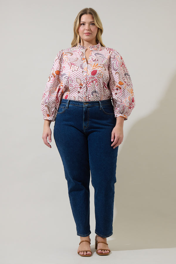 Sugarlips Hendry Floral Ima Button Up Top Curve