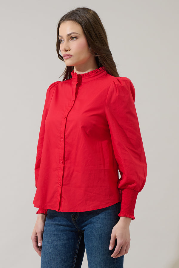 Sugarlips Henricka Ruffle Button Down Top